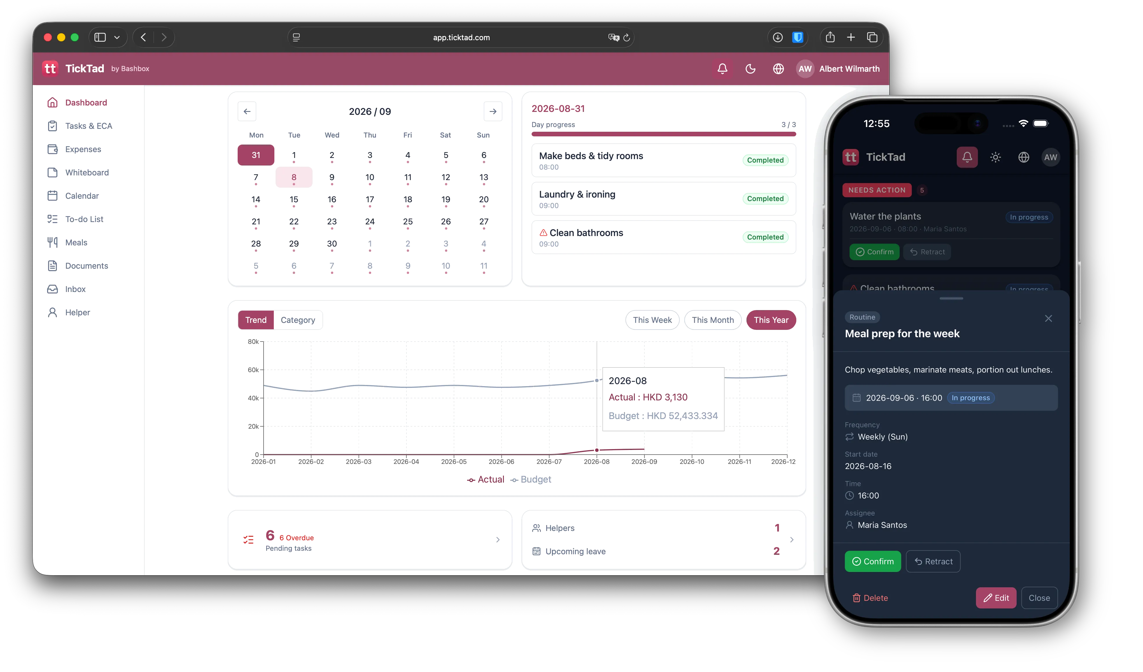 TickTad on web, iPhone, iPad and Mac